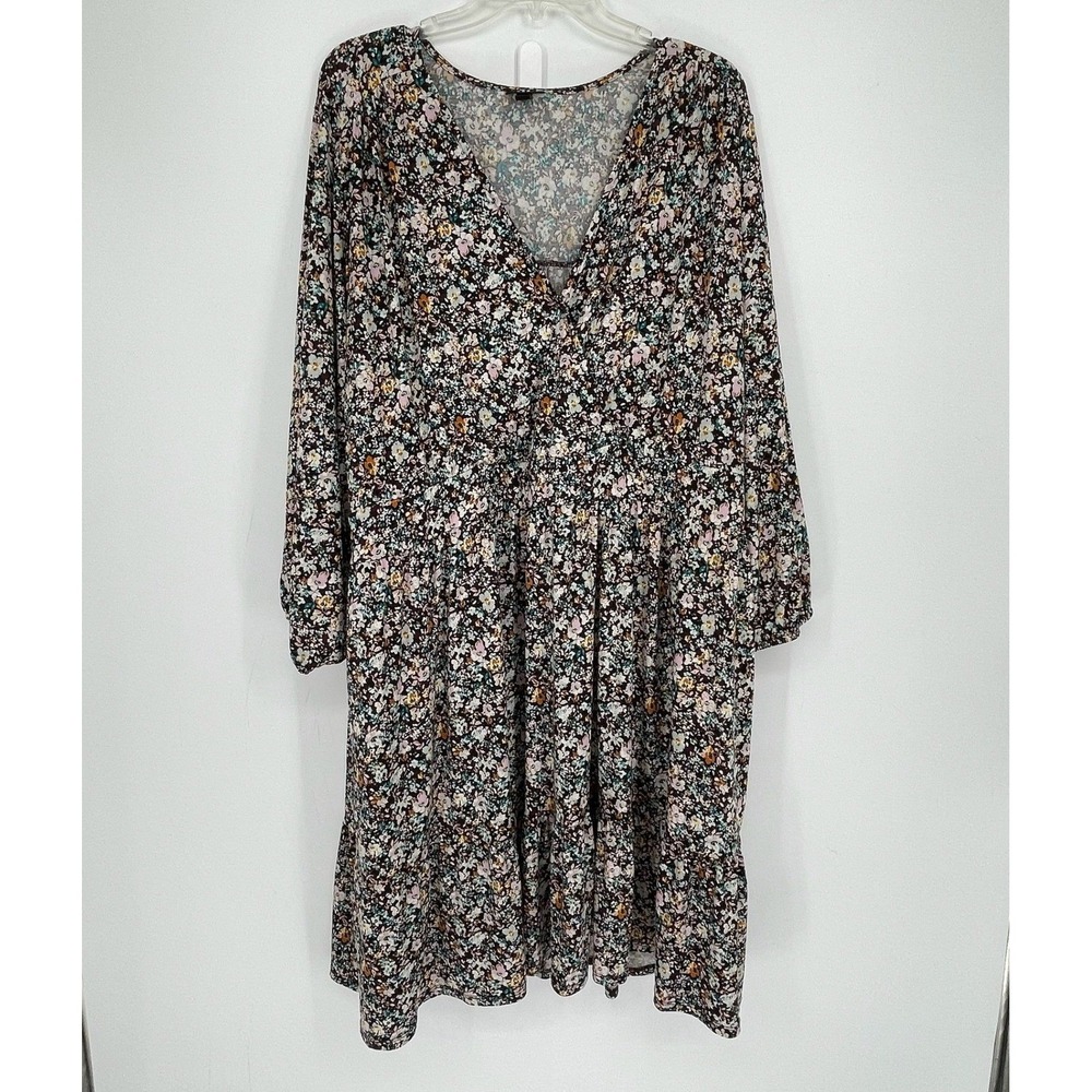 Torrid Women's Multicolor Floral Surplice Stretch Long Sleeve Dress Size 4 4X